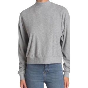 Abound Women's Gray Brushed Ribbed Knit Mock Neck Sweater Size M.